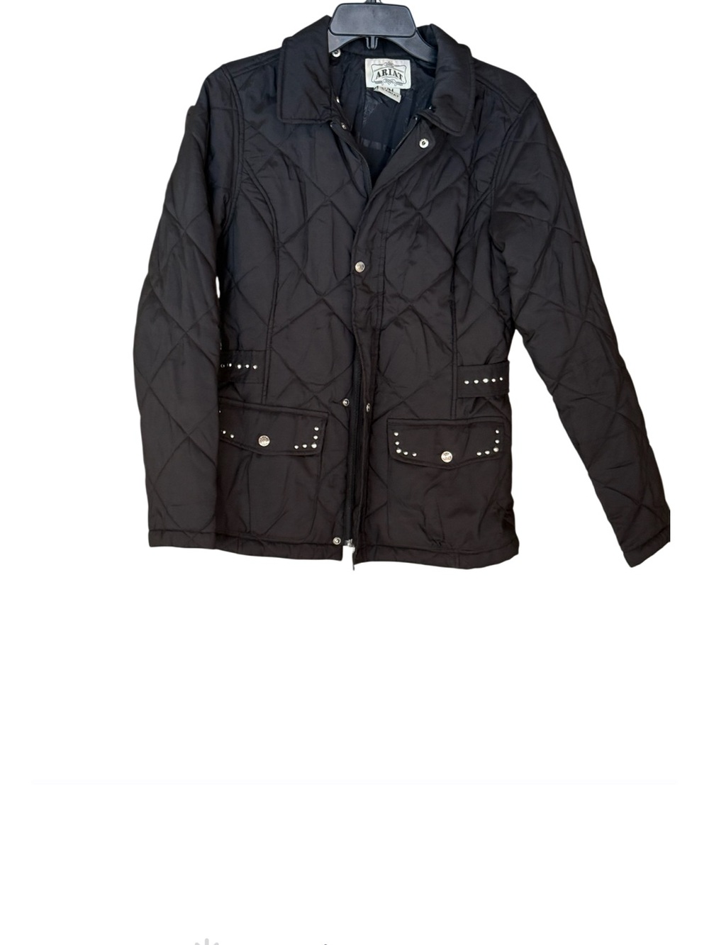 Ariat Women’s M Black Quilted Equestrian Barn Jacket Studded Western - Picture 2 of 6
